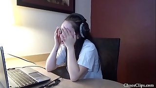 18 yr old Lenna Lux wanking in headphones