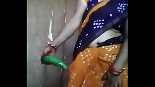 Desi Aunty Toying with cucumber